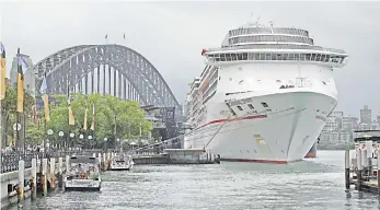  ?? — AFP file photo ?? Photo shows the cruise liner Carnival Spirit docked in Sydney Harbour.