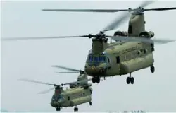  ??  ?? (Left) AH-64 Apache attack helicopter in flight; (right) CH-47F Chinook helicopter­s in action