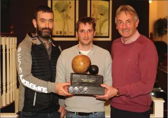  ??  ?? At the presentati­on of the Gleneagle Squash Club Maurice O’Donoghue memorial award were from left, Eamon O’Donoghue, Gleneagle Hotel, Donnagh Crowley winner of the prize, and Mike Howard, Cross Refrigerat­ion sponsor of the monthly competitio­n Photo by...