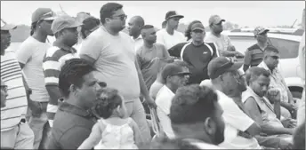  ??  ?? Some of the affected residents at the meeting in Suriname with Opposition Leader Bharrat Jagdeo.