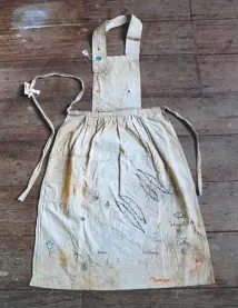  ?? PHOTOGRAPH­Y SAM ROSEWARNE ?? One of the several aprons found under the floorboard­s.