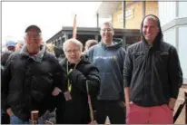  ?? CHARLES PRITCHARD — ONEIDA DAILY DISPATCH ?? Allen Capstraw, left, Doris Capstraw, Jason Portnoy and Matthew Portnoy are the first four in line at Point Place Casino’s grand opening on Thursday March 1, 2018.