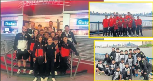  ??  ?? LLEGADA A NUEVA YORK. El Valencia, el Sevilla y el Jef United tuvieron tiempo para hacer turismo antes de que arranque el torneo.