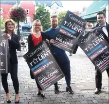  ??  ?? Lorraine McDonnell, Business Developmen­t Manager, The Sligo Champion, Sinead Canning Marketing Manager, Garavogue, Event MC, Daithi O’Reilly and Johnny Gray, Garavogue, launching Sligo’s Got Talent. Pic: Carl Brennan.