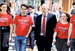  ??  ?? Radicals-in-training? Labor’s Jeremy Corbyn with student supporters.