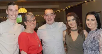  ??  ?? Theresa Bashford (second left), with Ira, Michael, Ellie and Óshea Lawlor at Michael’s 30th birthday party in the Clan na Gael GFC community centre.