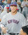  ?? BOB LEVEY/GETTY IMAGES ?? At 6-foot-7, 278 pounds, Aaron Judge is one big, powerful rookie.
