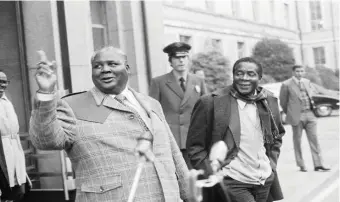  ??  ?? The late Dr Joshua Nkomo and Cde Robert Mugabe during the Lancaster House talks