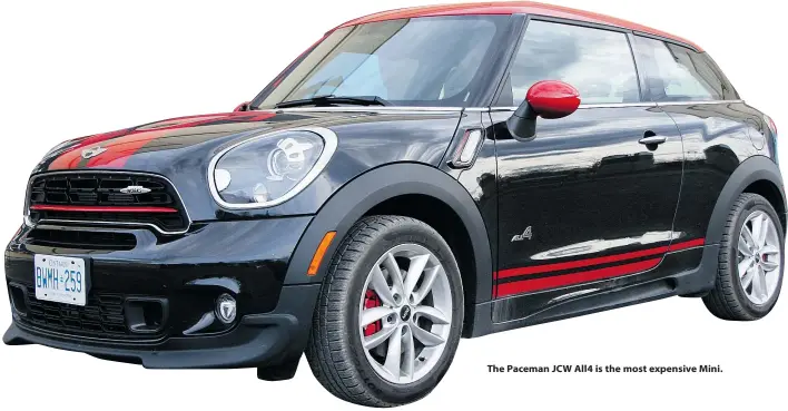 ??  ?? The Paceman JCW All4 is the most expensive Mini.