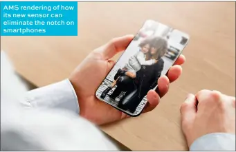  ??  ?? AMS rendering of how its new sensor can eliminate the notch on smartphone­s