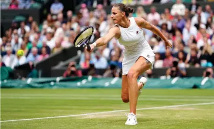  ??  ?? Karolina Pliskova reaches for a backhand during her win against Viktorija Golubic. Photograph: Shuttersto­ck