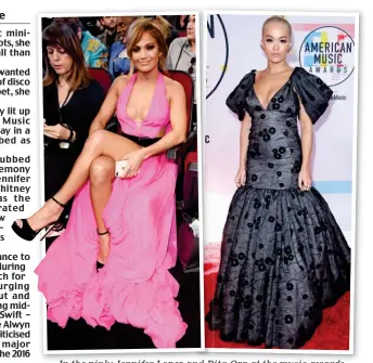  ??  ?? In I th the pink: ikJ Jennifer if L Lopez and nd Rita Ora at the music awards