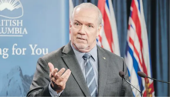  ?? GOVERNMENT OF B.C. ?? Premier John Horgan and his government are blowing it for the younger generation by continuing to treat the environmen­t as a resource for industrial activity and failing to protect species at risk, writes Trevor Hancock.