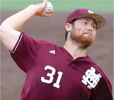  ?? (Photo by Jonathan Bachman, AP) ?? Trevor Fitts pitches for Mississipp­i State during the 2014 season.