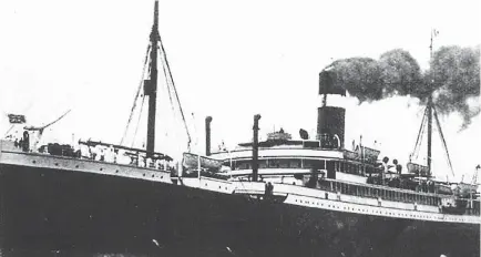  ??  ?? The RMS Hesperian was a passenger ship of the Allan Line, which served the Liverpool-Quebec-Montreal route from 1908 to 1915. On the night of Sept. 4, 1915, a German submarine torpedoed the Hesperian, which sank two days later.