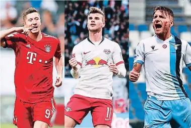  ?? FOTOS: INTERNET ?? Robert Lewandowsk­i suma 19 goles con el Bayern en la liga alemana, mientras que Timo Werner del alemán Leipzig suma 18 dianas. Muy cerca también está el italiano de la Lazio Ciro Immobile (17).