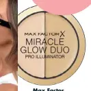  ??  ?? Max Factor Miracle Glow Duo in Light, $24.95, 1800 812 663.