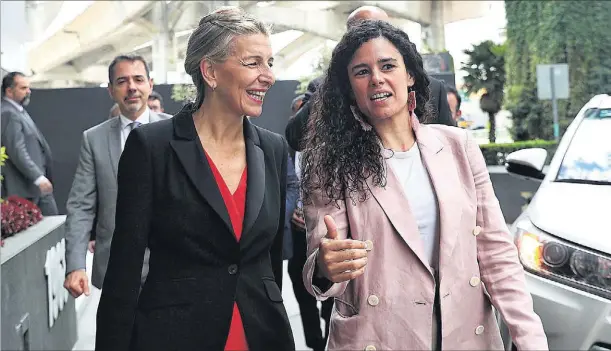  ?? EFE ?? Yolanda Díaz, vicepresid­enta segunda y ministra de Trabajo, y Claudia Sheinbaum, jefa de Gobierno de Ciudad de México.