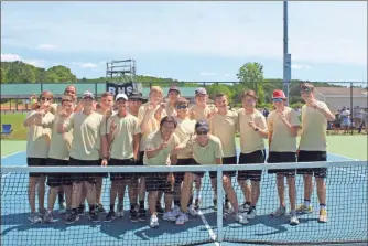  ?? Kevin Myrick ?? The Rockmart tennis team went undefeated through the region and then state playoffs to win the Class AA title on Monday, May 6. It is the first title for boys tennis in Rockmart High School’s history.