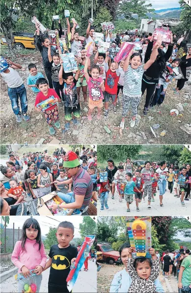  ?? FOTOS: DAVID ROMERO ?? Estos hermanos posaron para el lente de EL HERALDO con sus nuevos juguetes.
Muy felices se mostraron estos niños luego de recibir sus juguetes.
Largas filas hicieron los niños para recibir un obsequio en esta Navidad.
El desborde de emoción en los infantes se demostraba con juegos.
Este pequeño levantó una lira de juguete que hará sonar en su casa. 5 1 2 3 4 2 4 3 5