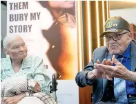  ?? ?? Tulsa Race Massacre
survivor Viola Ford Fletcher, left, is joined by her younger brother, Hughes Van Ellis, during an interview on June 16 in New York. Van Ellis, who
was the youngest known survivor of the Tulsa Race Massacre
and who spent his latter years pursuing justice for his family
and other descendant­s of the attack on
“Black Wall Street,” died on Monday. He was 102. (AP Photo/
Mary Altaffer, File)