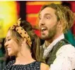  ??  ?? Demure: Seann Walsh and Katya Jones