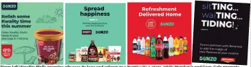  ??  ?? (From left) Kwality Walls prominentl­y uses its logo and colours to advertise its e-store, while Hershey’s and Coca-cola promote their product portfolio and Britannia has turned its popular jingle into a mnemonic for the brand