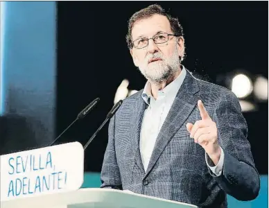  ?? JOSÉ MANUEL VIDAL / EFE ?? El president del Govern central, Mariano Rajoy, va participar ahir en un acte a Sevilla