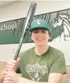  ?? JEFF VORVA/DAILY SOUTHTOWN ?? Evergreen Park’s Jack Hughes holds a bat after a team practice at the school’s indoor complex on Thursday.