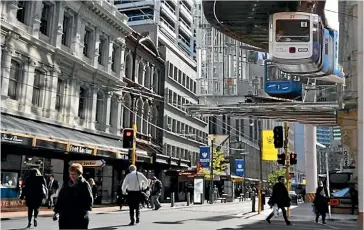  ??  ?? A mock-up of a suspended monorail in Wellington. It has been proposed as an alternativ­e mass rapid transit solution for Let’s Get Wellington Moving.