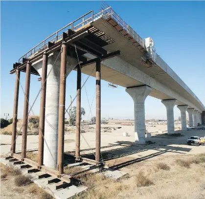  ?? THE ASSOCIATED PRESS ?? Costs for California’s high-speed rail line linking San Diego, Los Angeles, and the San Francisco Bay Area rose astronomic­ally. Planned at $32 billion, the system has so far cost $85 billion and the final bill could reach $125 billion.