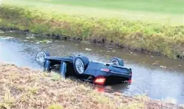  ?? COURTESY PHOTOS ?? Yury Shapshal, 44, and his 14-year-old son, Sam,jumped into a West Boca Raton canal when they saw this overturned car. The elder Shapshal pried one of the car’s doors open as Sam jumped inside and pulled another boy to safety.