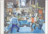 ?? ZACH GIBSON / ASSOCIATED PRESS ?? This painting by Missouri high school graduate David Pulphus has become the subject of a fight between black Democrats and white Republican­s in the House. Rep. William Clay, D-Mo., has tried several times to hang the painting in an undergroun­d tunnel.