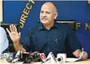  ?? PIC/NAVEEN SHARMA ?? Deputy CM Manish Sisodia during a Press conference at Delhi Secretaria­t on Thursday