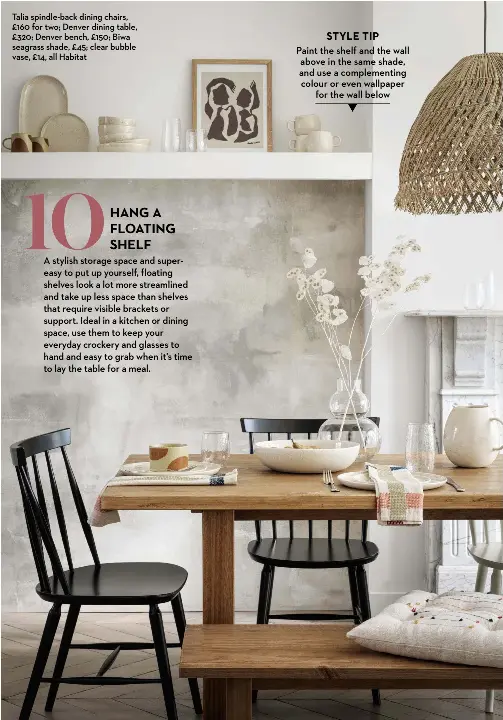 Floating shelves 2024 above dining table