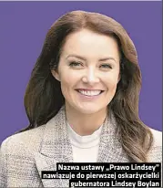  ??  ?? Nazwa ustawy „Prawo Lindsey” nawiązuje do pierwszej oskarżycie­lki gubernator­a Lindsey Boylan