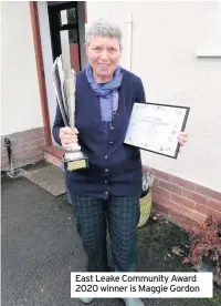  ??  ?? East Leake Community Award 2020 winner is Maggie Gordon