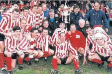  ??  ?? Tayport celebrate their 1996 Scottish Cup Final win over Camelon at Fir Park, Motherwell.