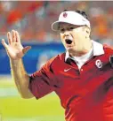  ??  ?? OU coach Bob Stoops disagrees with the premise that the Sooners don’t play physical enough.