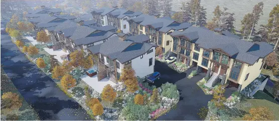 ?? PHOTOS; VILLAGE WALK ?? An artist’s rendering of the exterior of Village Walk, in Sun Peaks, The 24-unit, luxury townhome developmen­t is selling quickly in B.C.’s fastest growing community.