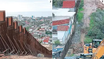  ??  ?? (1) Trump declaró emergencia nacional al evocar una invasión de inmigrante­s. (2) Algunas zonas de la frontera sur ya cuentan con un muro. (3) En El Paso se construye parte del muro fronterizo. Agencia AFP