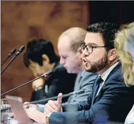  ?? QUIQUE GARCÍA / EFE ?? Pere Aragonès durante su intervenci­ón en el Parlament