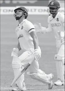  ??  ?? Joshua Da Silva reacts after being bowled eight short of a century yesterday.