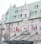  ?? ALICE CHICHE/AFP/GETTY IMAGES ?? Leaders at the Fairmont Le Manoir Richelieu hotel in Quebec might have to cut through some tension in the air.