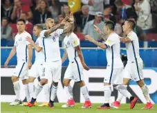  ?? | GETTY IMAGES ?? Arturo Vidal durante la celebració­n del primer gol de Chile.