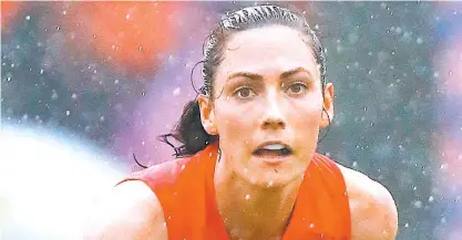  ??  ?? Former Buln Buln local Meg Downie made her AFL Women’s debut for Melbourne in tough conditions at Casey Fields, Cranbourne on Sunday; Photograph: AFL Photos.