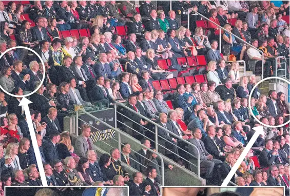  ?? Pictures: STEPHEN LOCK/iIMAGES, SAMIR HUSSEIN/WIREIMAGE, EUAN CHERRY/WENN ?? Harry sits in the VIP area, far from Meghan at the opening ceremony of the Invictus Games, above. Harry, left, next to Melania Trump and Canada’s prime minister Justin Trudeau. Meghan applauds, right