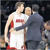  ?? ALEX GALLARDO/AP ?? Heat coach Erik Spoelstra and referee CJ Washington block guard Goran Dragic after an altercatio­n with Lakers guard Jordan Clarkson on Friday in Los Angeles.