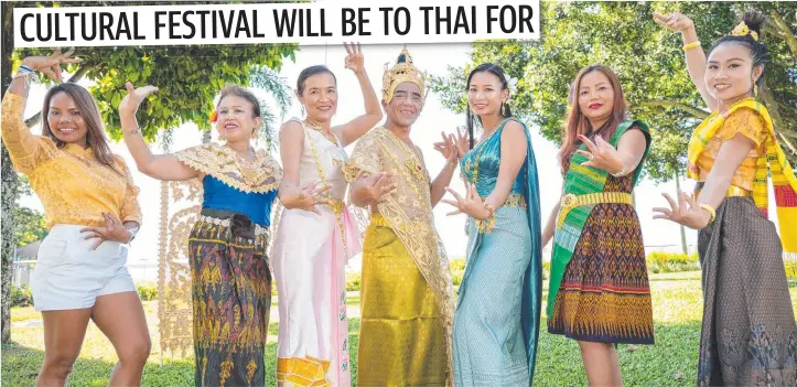  ?? Picture: Emily Barker ?? Dancers Phonpreeya Sinturak, Mayom Pardoen, Suchada Harris, Uthai Ratsu, Kuntida Wilson, Rampai Harrison and Thippawan Nantana prepare for the Songkran Festival 2022.