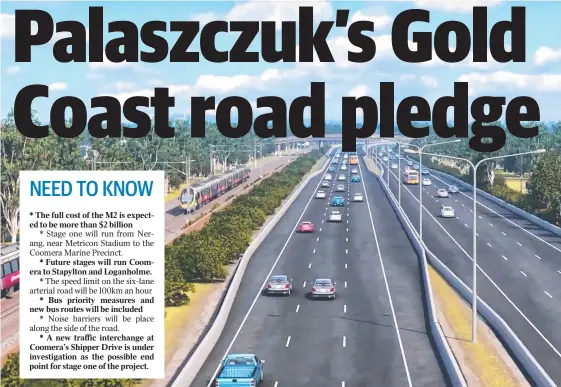  ?? Picture: ?? An artist impression of the Coomera Connector (a second M1) on the Gold Coast.